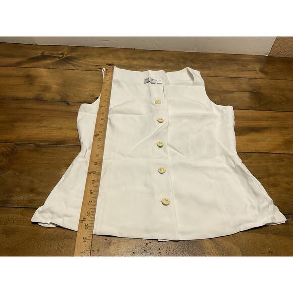 Vintage St. John by Marie Gray Button Front White Sleeveless Blouse Size M - Picture 7 of 10